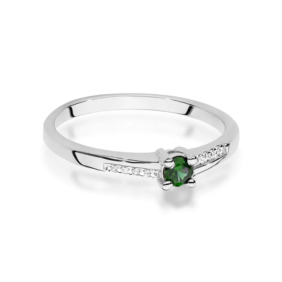 Gold Ring with 0.15ct Emerald and 0.04ct Diamonds