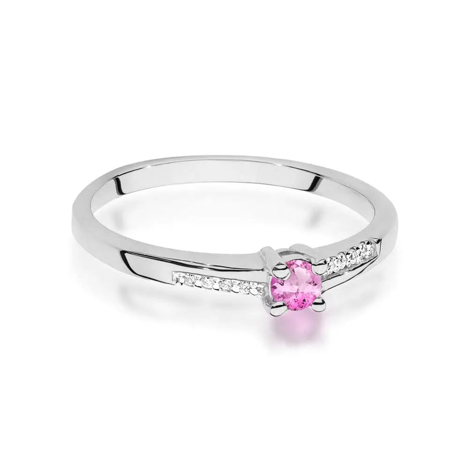Gold Ring with 0.15ct Pink Topaz and 0.04ct Diamonds