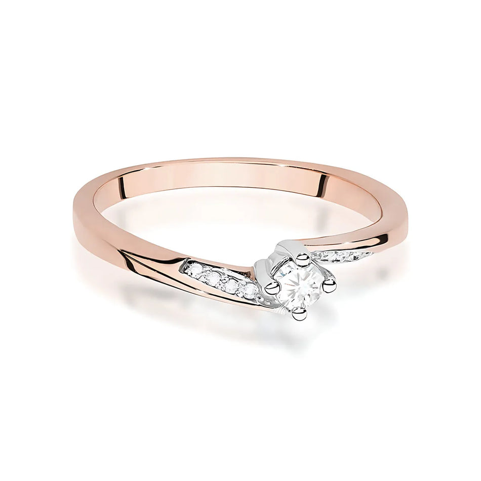 Zlatý prsten s diamanty 0,10 ct a 0,04 ct