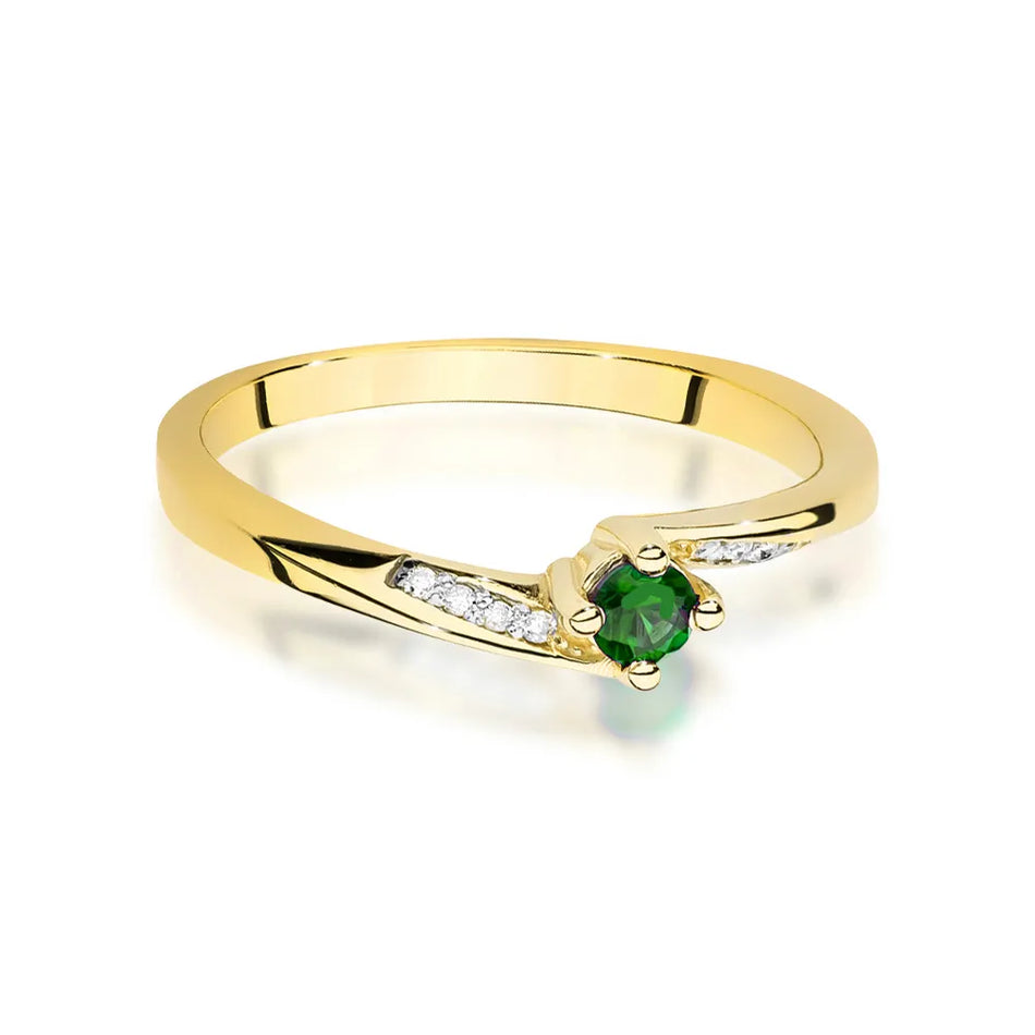 Gold Ring with 0.15ct Emerald and 0.04ct Diamonds