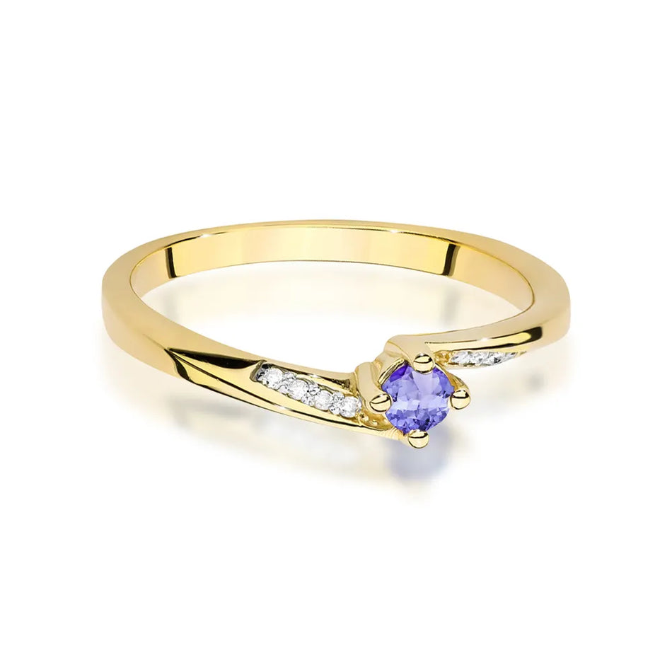 Gold Ring with 0.15ct Tansanit and 0.04ct Diamonds
