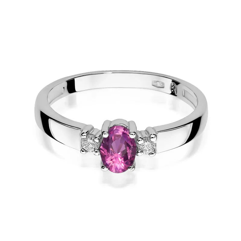 Gold Ring with 0.45ct Pink Sapphire and 0.08ct Diamonds