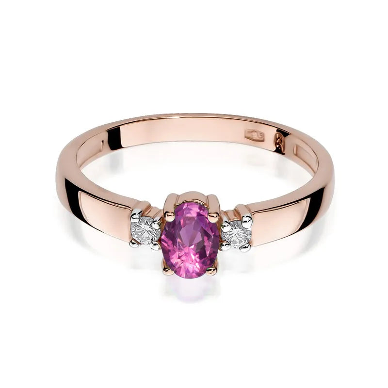 Gold Ring with 0.45ct Pink Sapphire and 0.08ct Diamonds