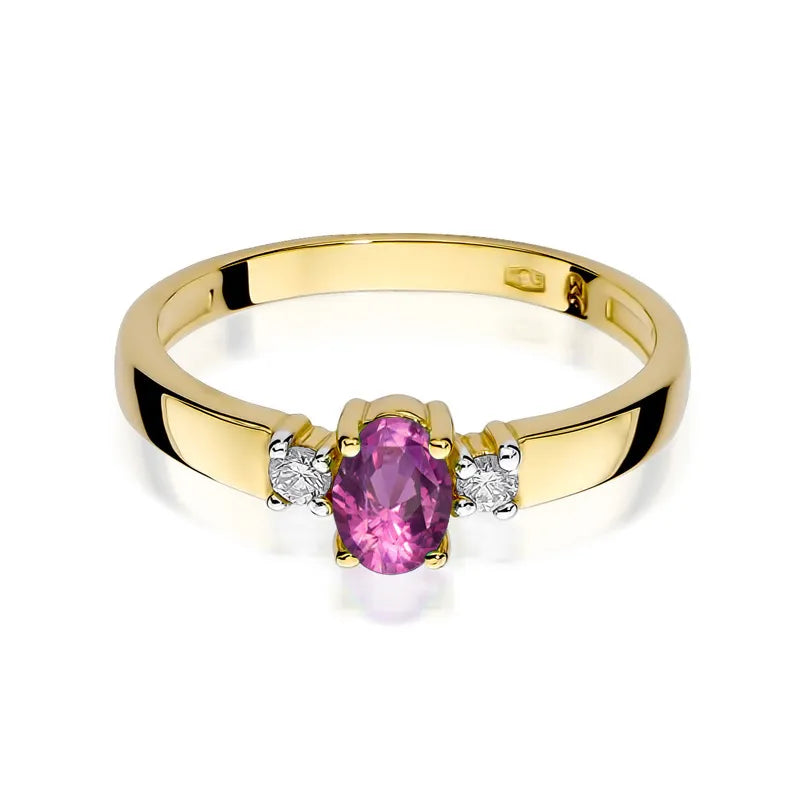 Gold Ring with 0.45ct Pink Sapphire and 0.08ct Diamonds