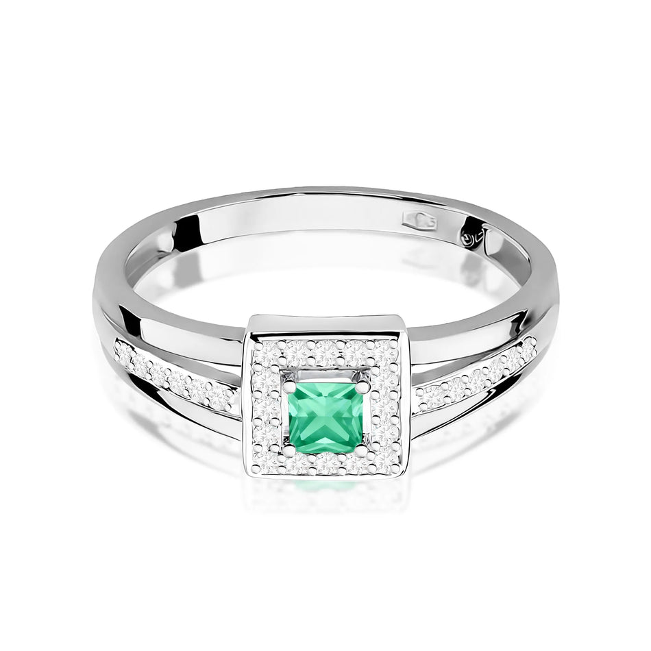 Gold Ring with 0.15ct Emerald and 0.14ct Diamonds