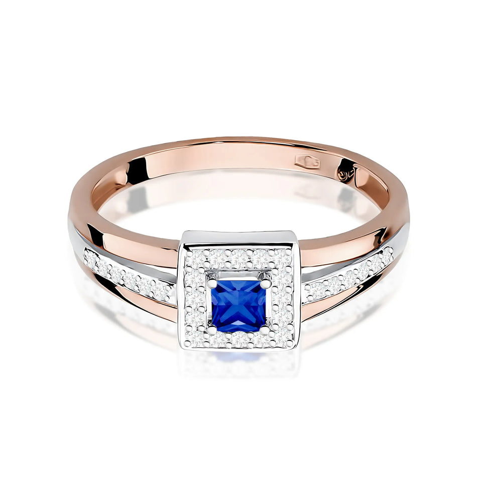 Gold Ring with 0.20ct Sapphire and 0.14ct Diamonds