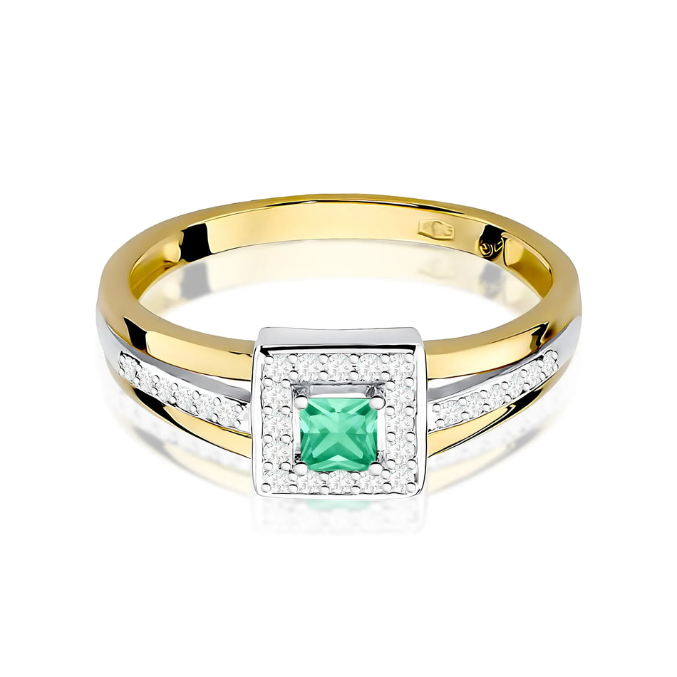 Gold Ring with 0.15ct Emerald and 0.14ct Diamonds