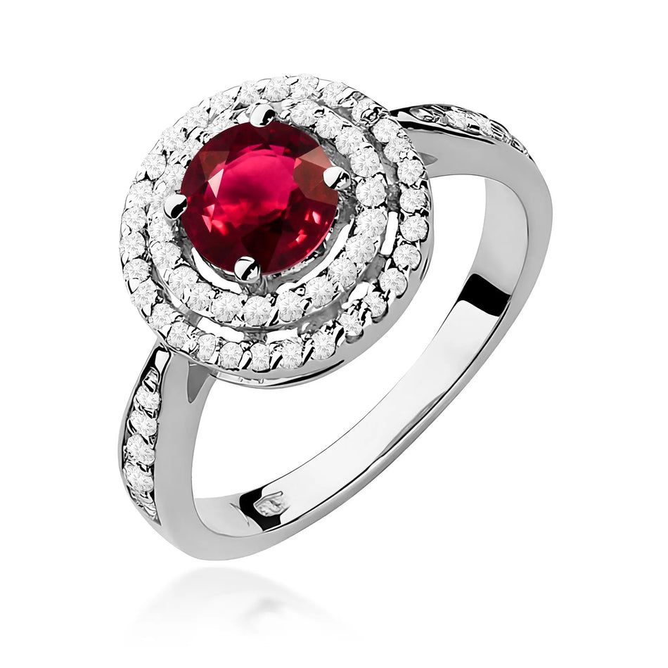 Gold Ring with 1.20ct Ruby and 0.374ct Diamonds