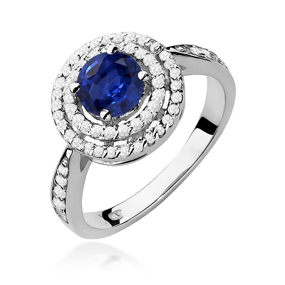 Gold Ring with 1.00ct Sapphire and 0.374ct Diamonds