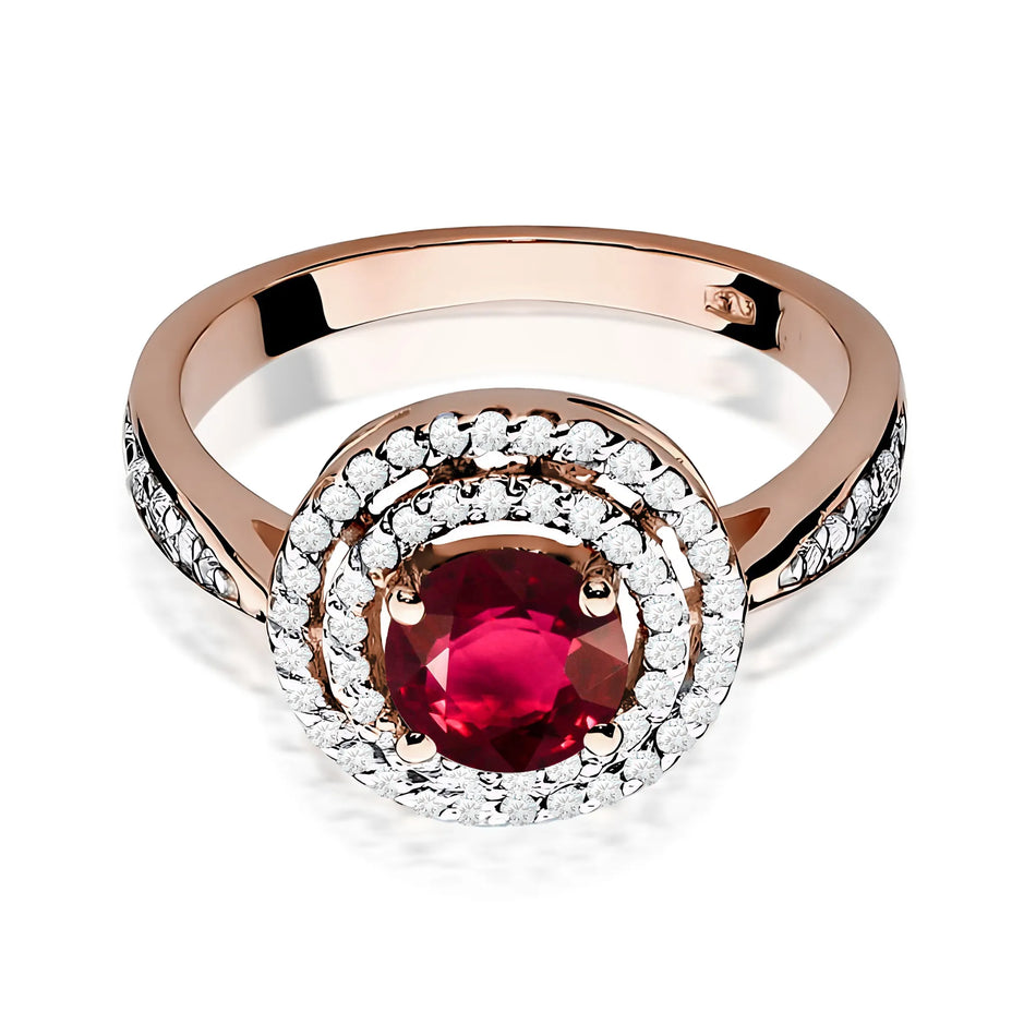 Gold Ring with 1.20ct Ruby and 0.374ct Diamonds