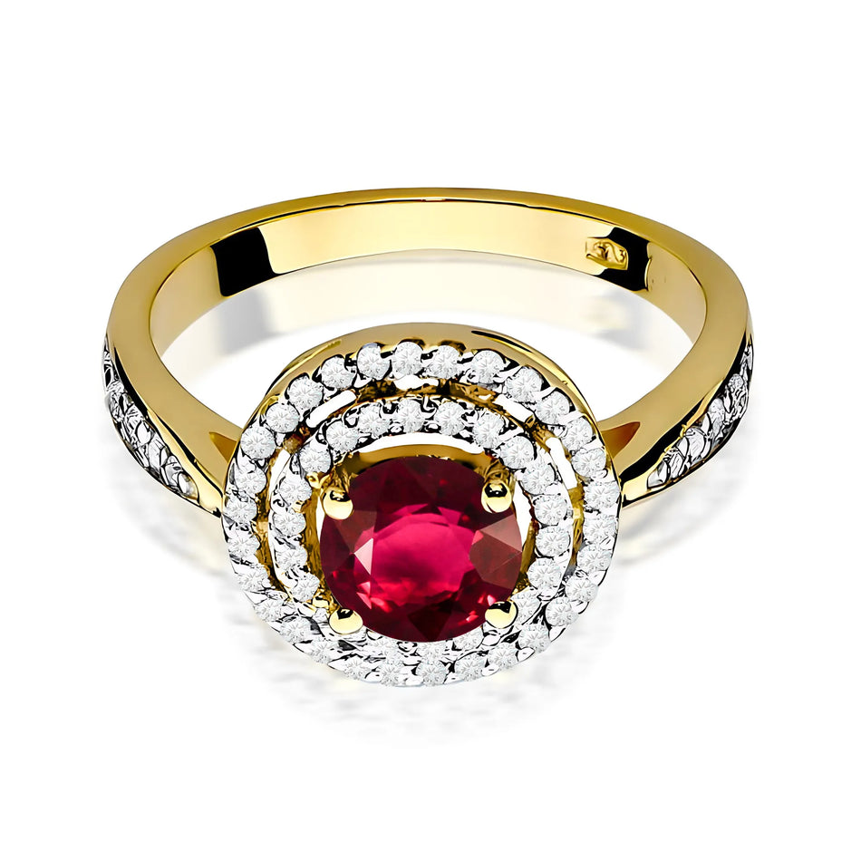 Gold Ring with 1.20ct Ruby and 0.374ct Diamonds