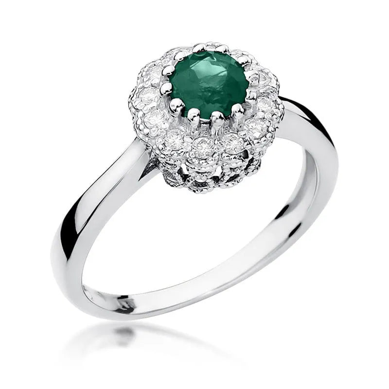 Gold Ring with 0.50ct Emerald and 0.174ct Diamonds