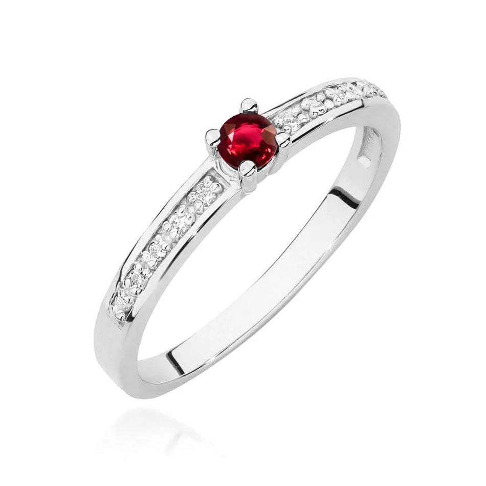 Gold Ring with 0.15ct Ruby and 0.05ct Diamonds