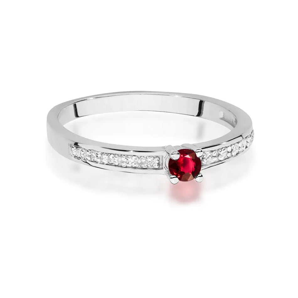 Gold Ring with 0.15ct Ruby and 0.05ct Diamonds
