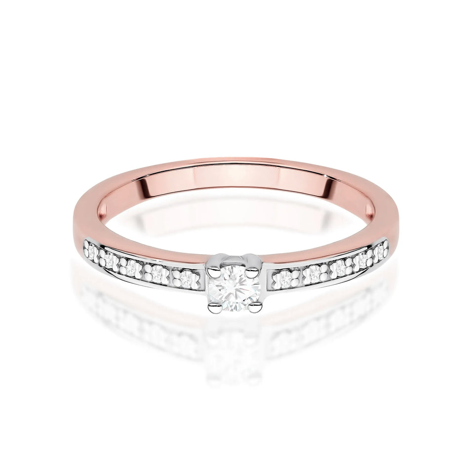 Gold Ring with 0.08ct Lab-and 0.05ct Lab-diamonds