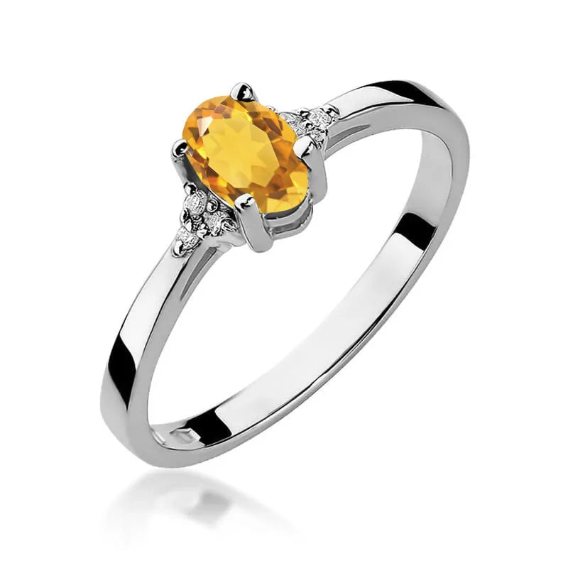 Gold Ring with 0.60ct Citrin and 0.052ct Diamonds