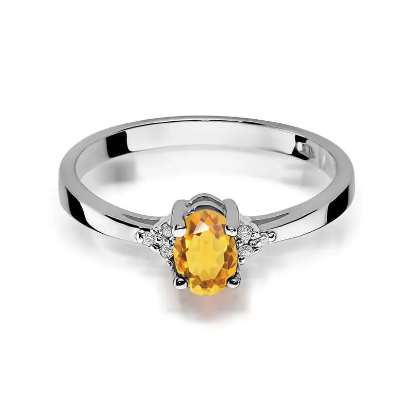 Gold Ring with 0.60ct Citrin and 0.052ct Diamonds