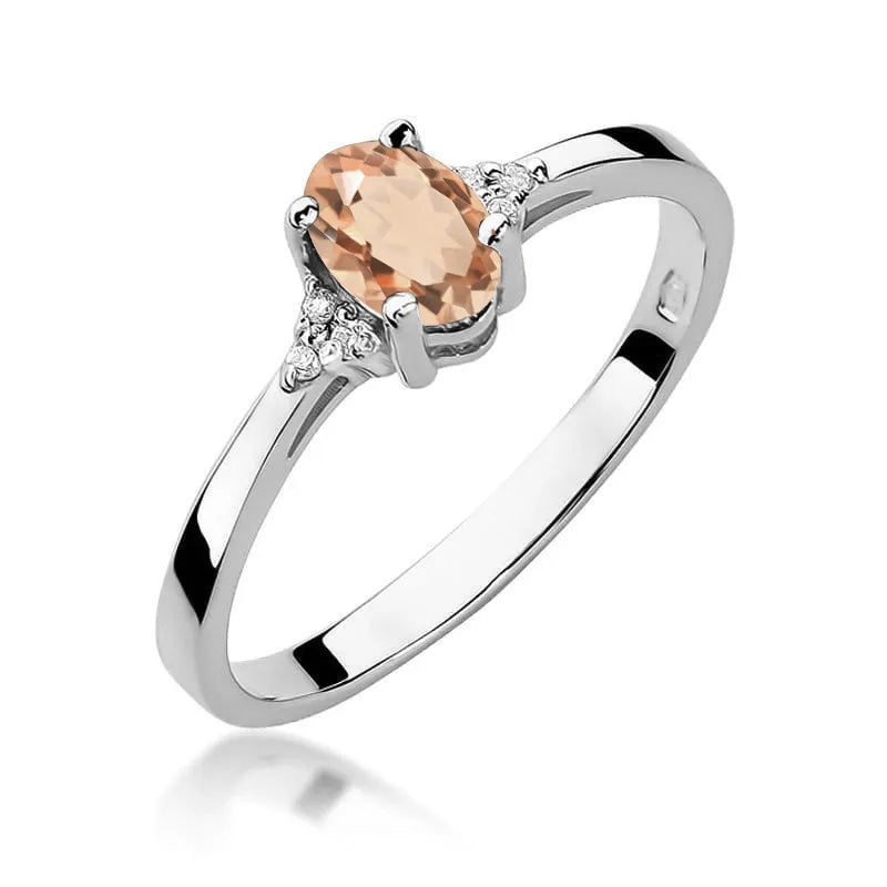 Gold Ring with 0.40ct Morganite and 0.052ct Diamonds