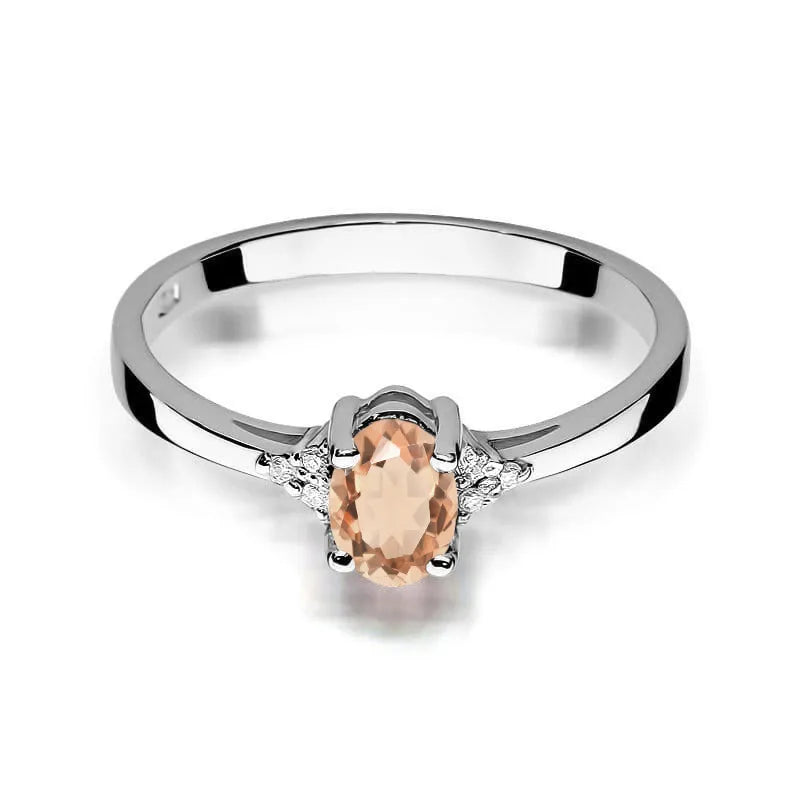 Gold Ring with 0.40ct Morganite and 0.052ct Diamonds
