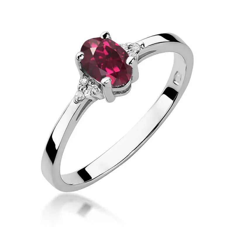 Gold Ring with 0.50ct Rhodolite and 0.052ct Diamonds