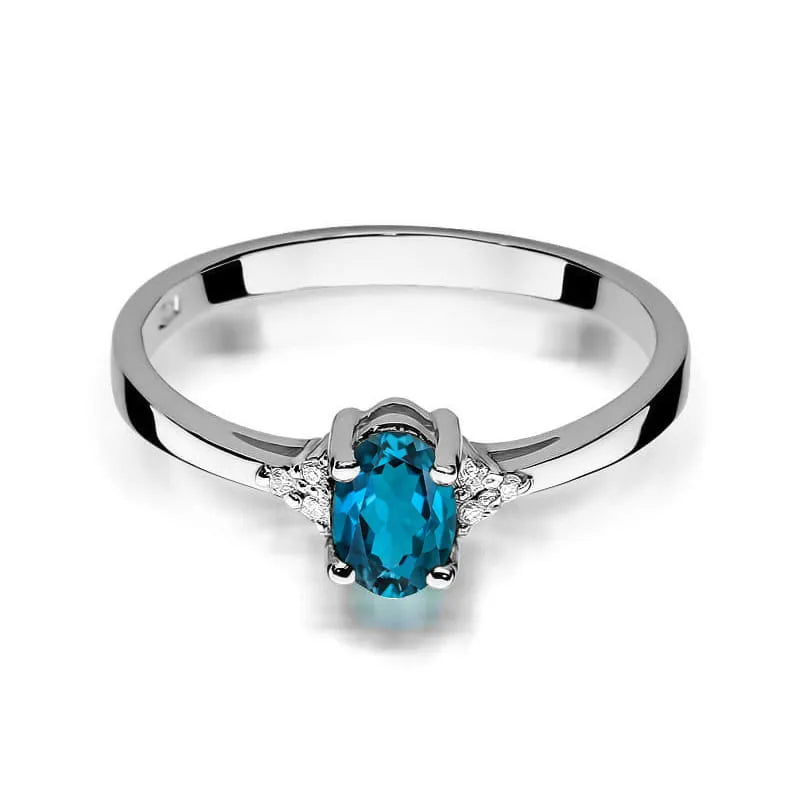 Gold Ring with 0.50ct Topaz London Blue and 0.052ct Diamonds