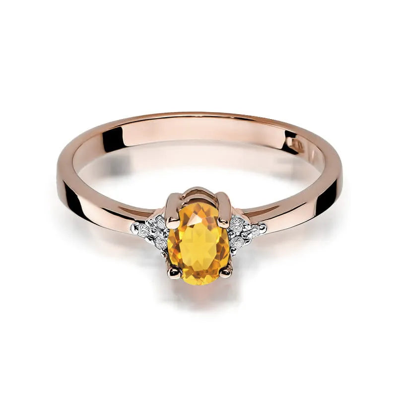 Gold Ring with 0.60ct Citrin and 0.052ct Diamonds