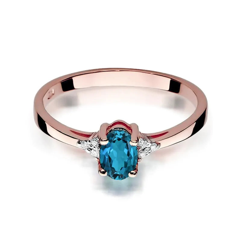 Gold Ring with 0.50ct Topaz London Blue and 0.052ct Diamonds