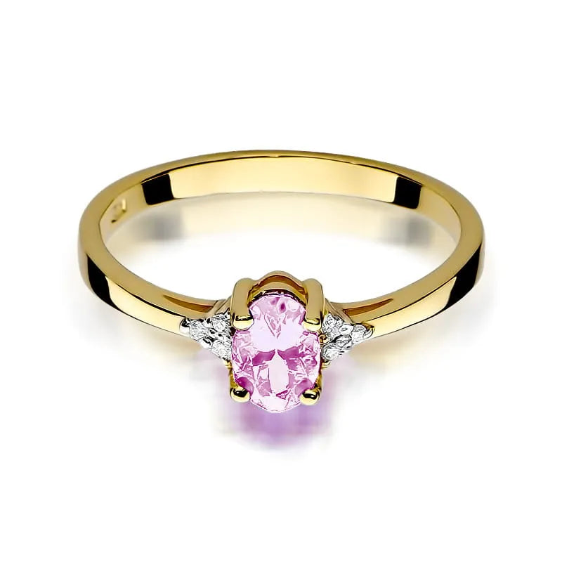 Gold Ring with 0.50ct Pink Topaz and 0.052ct Diamonds