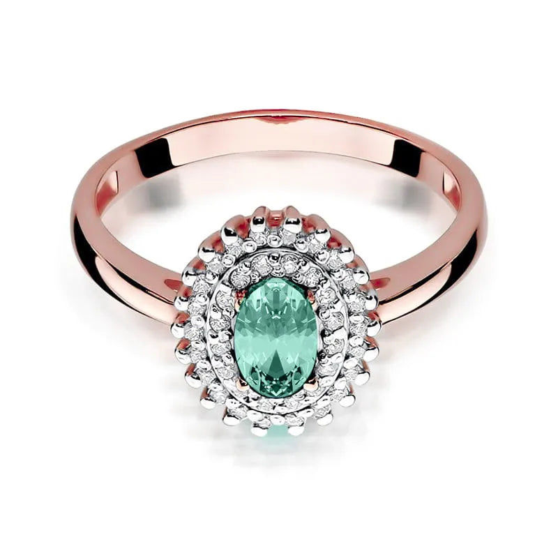 Gold Ring with 0.40ct Emerald and 0.195ct Diamonds