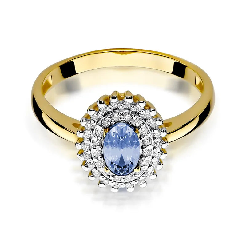 Gold Ring with 0.40ct Tansanit and 0.195ct Diamonds