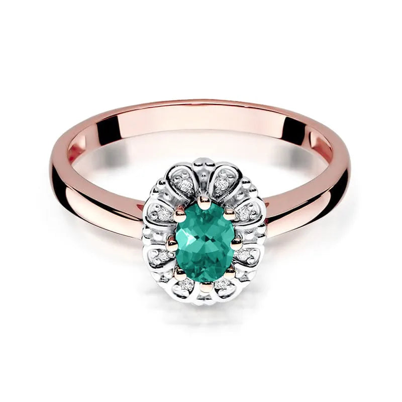 Gold Ring with 0.40ct Emerald and 0.069ct Diamonds