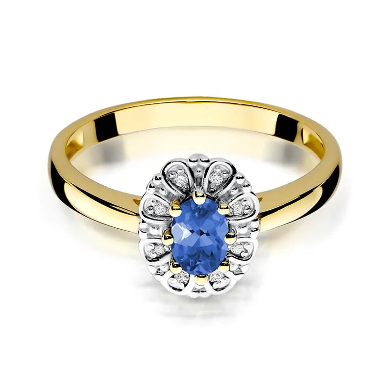 Gold Ring with 0.40ct Tansanit and 0.069ct Diamonds