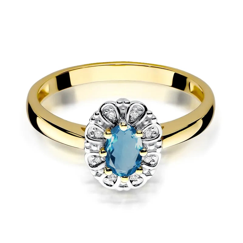Zlatý prsten s 0,50ct topazem London Blue a 0,069ct diamanty