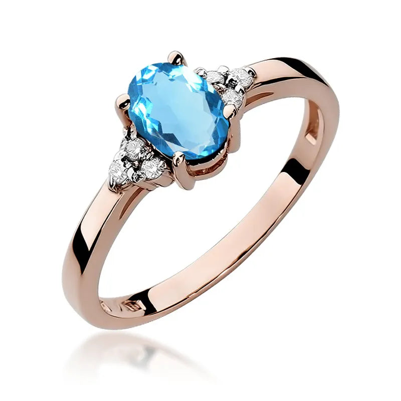 Gold Ring with 0.90ct Topaz and 0.052ct Diamonds