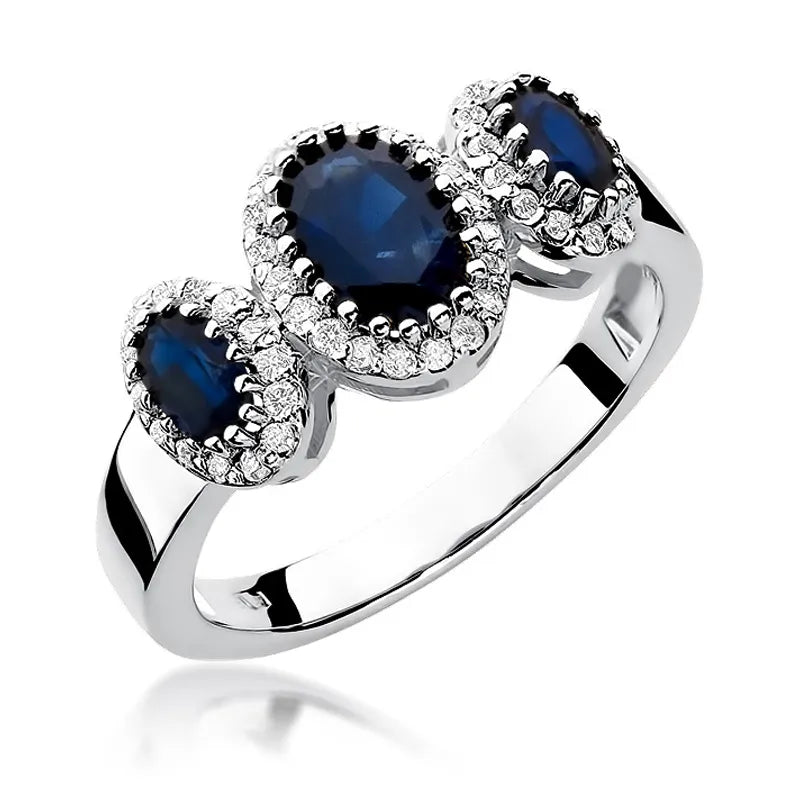 Gold Ring with 1.30ct Sapphires and 0.24ct Diamonds