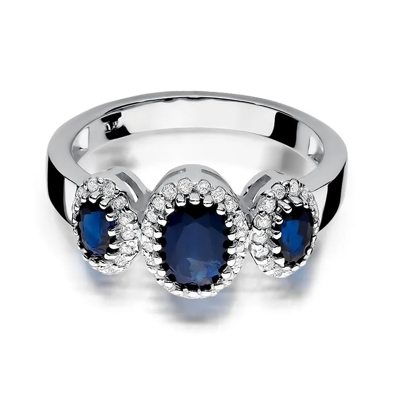 Gold Ring with 1.30ct Sapphires and 0.24ct Diamonds