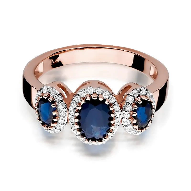 Gold Ring with 1.30ct Sapphires and 0.24ct Diamonds