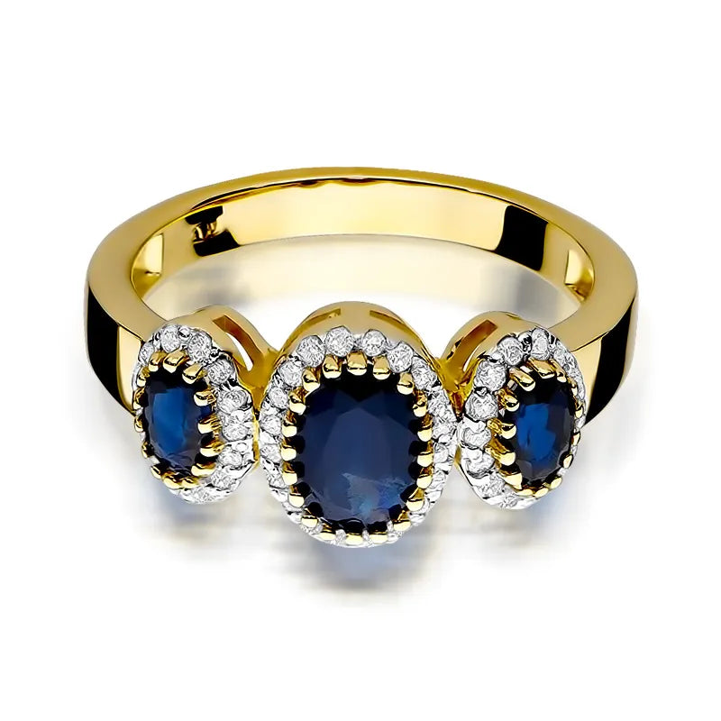 Gold Ring with 1.30ct Sapphires and 0.24ct Diamonds