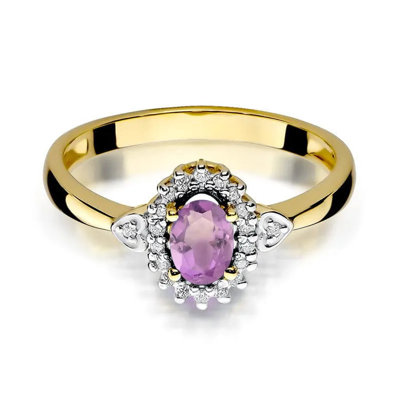 Gold Ring with 0.40ct Amethyst and 0.10ct Diamonds