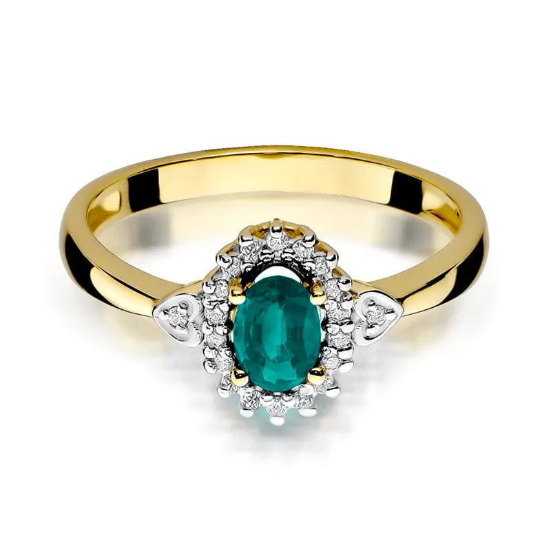 Gold Ring with 0.40ct Emerald and 0.10ct Diamonds