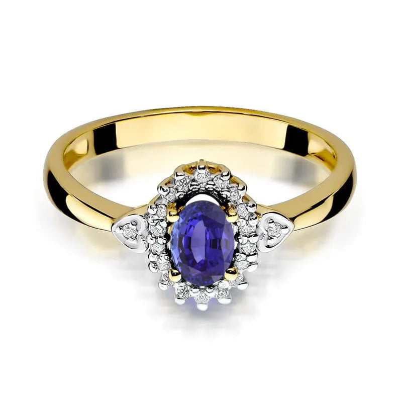Gold Ring with 0.40ct Tansanit and 0.10ct Diamonds