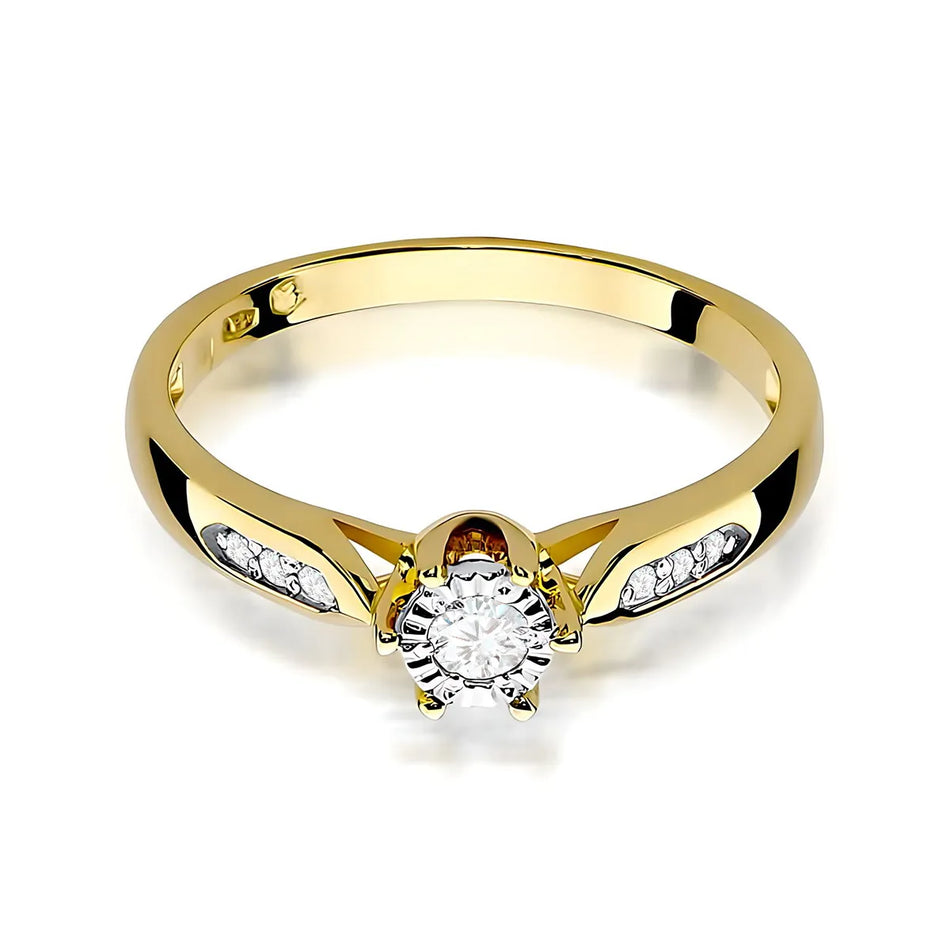 Gold Ring with 0.08ct and 0.052ct Diamonds