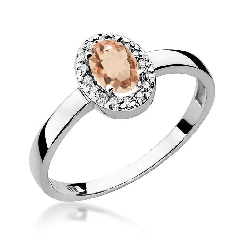Gold Ring with 0.40ct Morganite and 0.08ct Diamonds