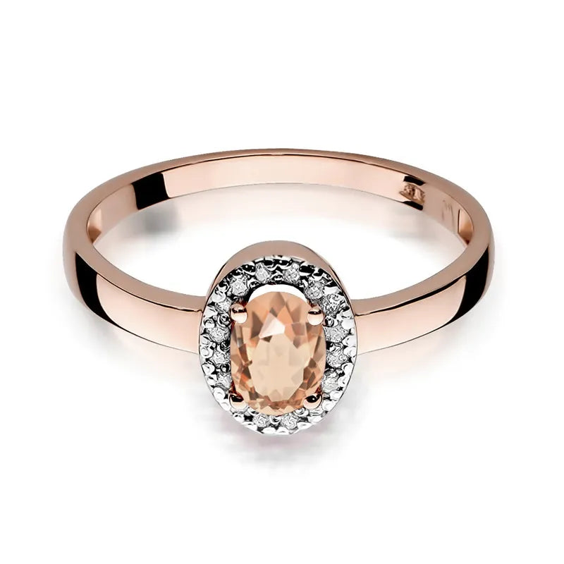 Gold Ring with 0.40ct Morganite and 0.08ct Diamonds