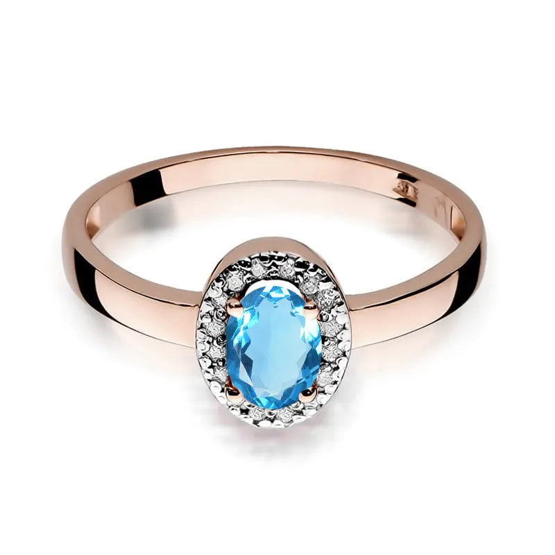 Gold Ring with 0.50ct Topaz and 0.08ct Diamonds