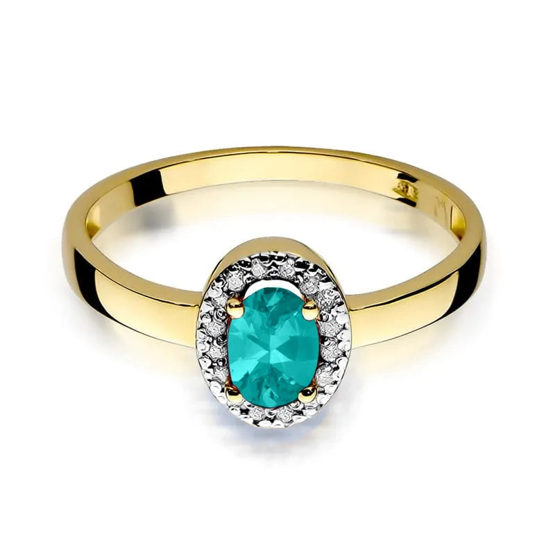 Gold Ring with 0.40ct Emerald and 0.08ct Diamonds