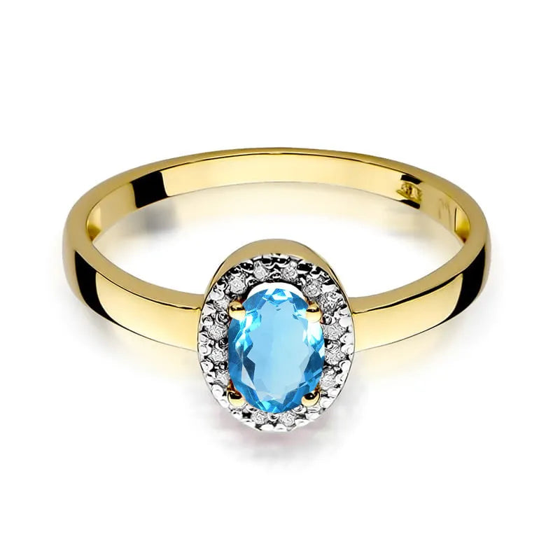 Gold Ring with 0.50ct Topaz and 0.08ct Diamonds