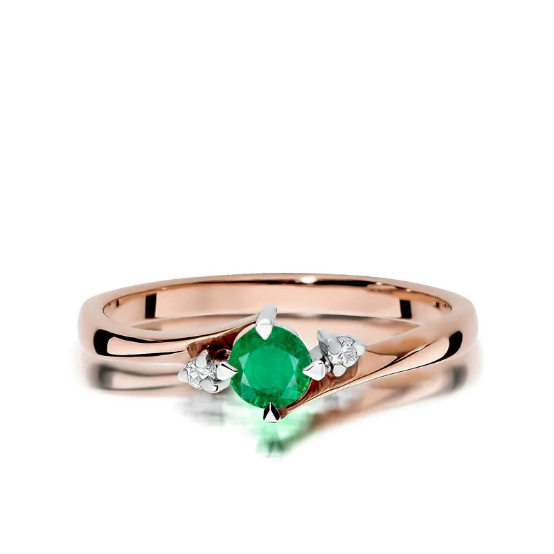 Gold Ring with 0.30ct Emerald and 0.029ct Diamonds