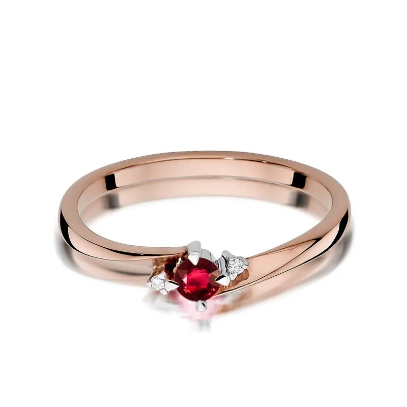 Gold Ring with 0.15ct Ruby and 0.017ct Diamonds