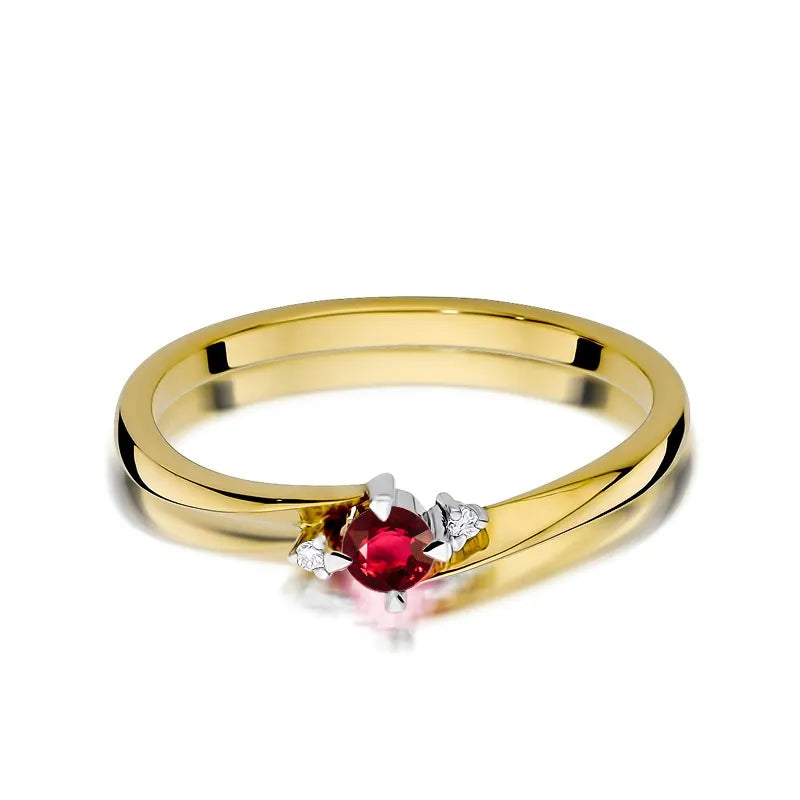 Gold Ring with 0.15ct Ruby and 0.017ct Diamonds